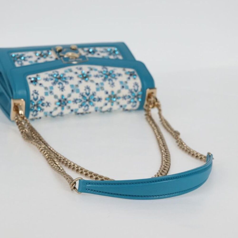 Miu Miu Chain Shoulder Bag Blue Canvas Shoulder Bag (Pre-Owned) - Picture 5 of 16